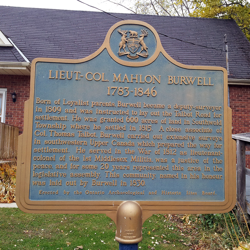 Mahlon Burwell Plaque, Port Burwell